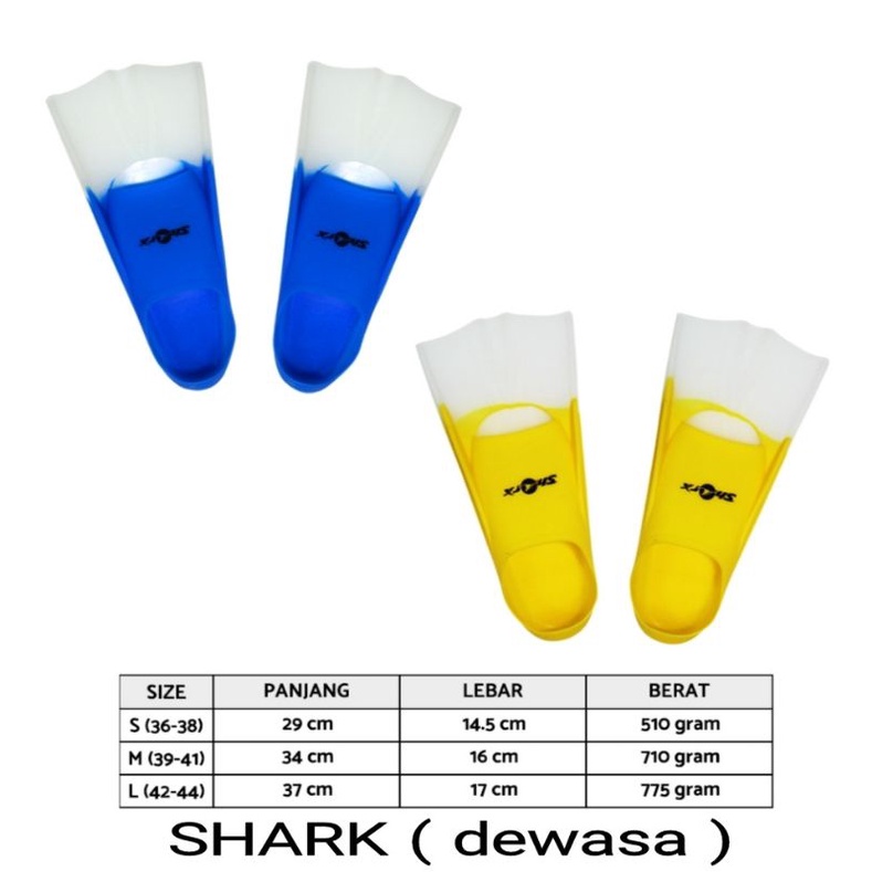 Sepatu kaki katak diving snorkeling snorkling dewasa Shark