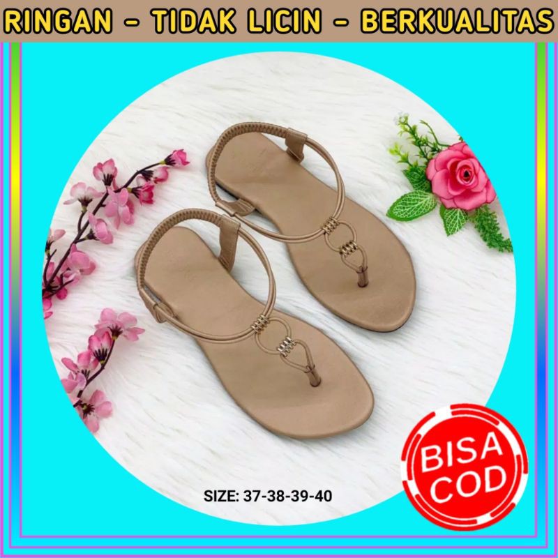 Sandal Jepit Pesta Selop Wanita Terbaru Kekinian Sandal Slip Slop Flat Flip Model Tali Belakang W611