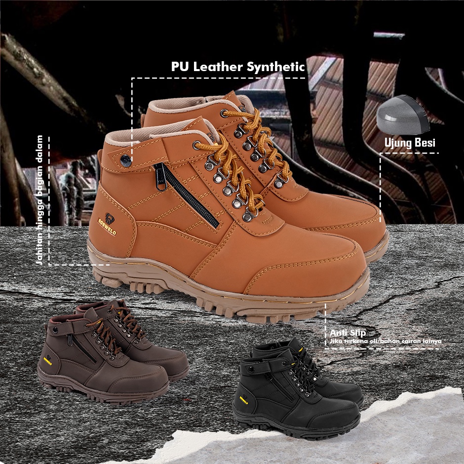 Sepatu Safety Ujung Besi Proyek Kerja Lapangan Tracking Touring Morisey Robweld