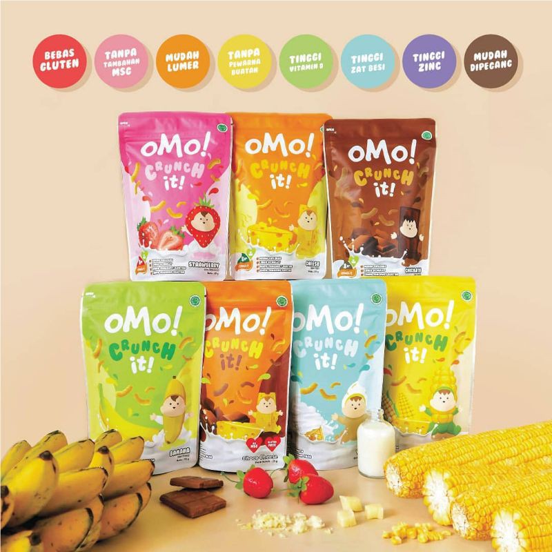 OMo ! Crunch It varian baru rasa pisang keju dan cokelat