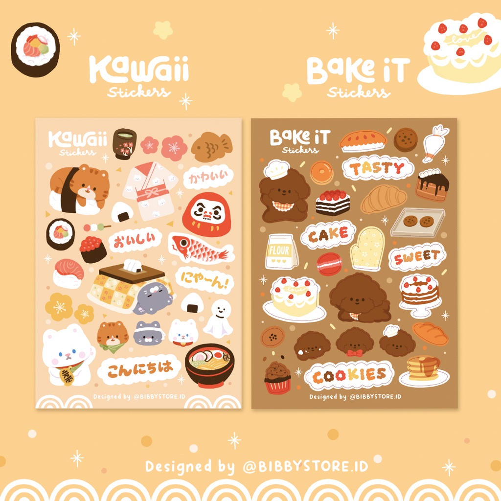

NOTES STICKERS (WATERPROOF) - BAKE IT, / KAWAII, Stiker jepang bakery kue/ sticker bujo