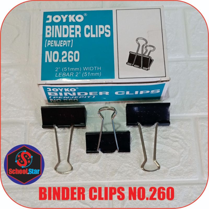 

BINDER CLIPS NO 260 JOYKO / PENJEPIT KERTAS DAN DOCUMENT LAIN