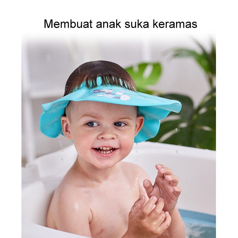 Adjustable Baby Shower Hat disney Shampoo Caps EVA topi keramas bayi ORI