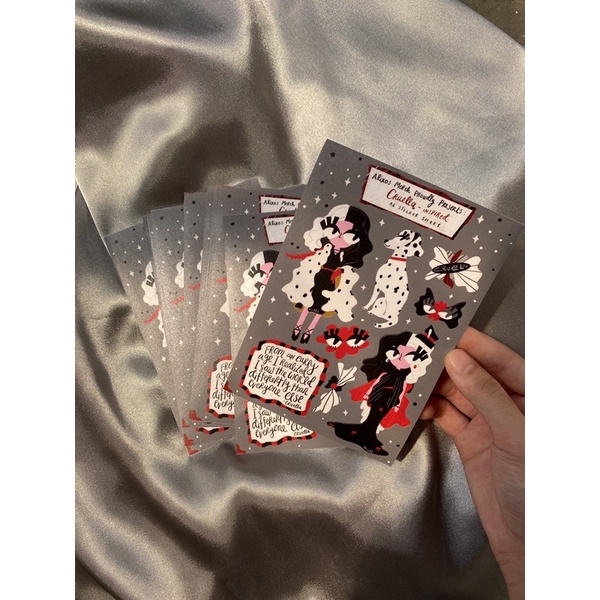 cruella A6 sticker sheet vinyl doff