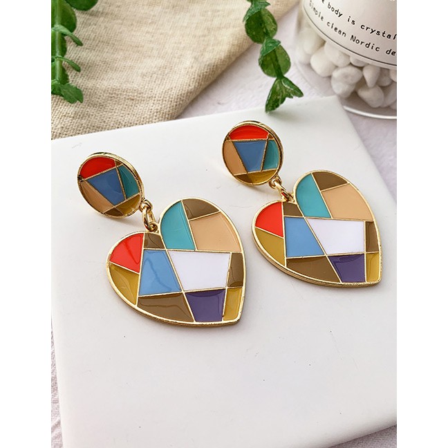 LRC Anting Tusuk Fashion Color Alloy Love Color Colored Earrings F55675