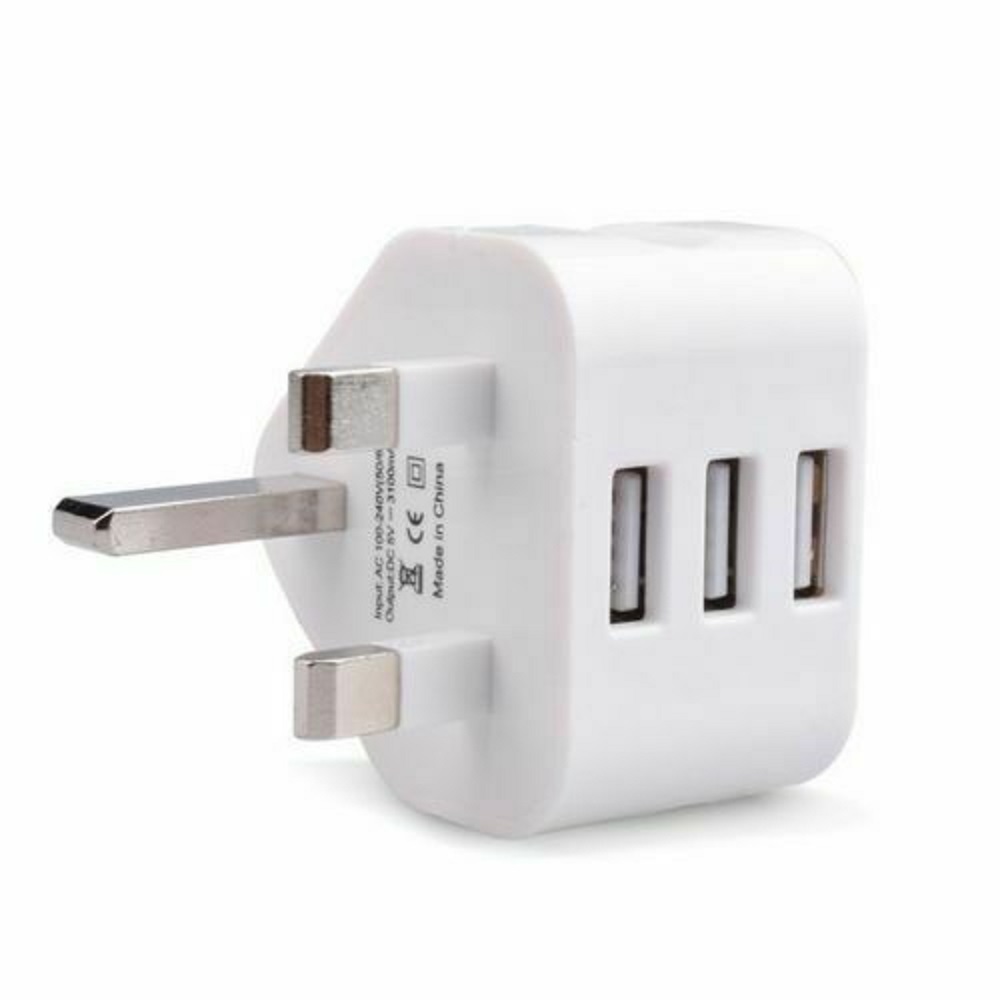 (Cod Tangding) Adaptor Charger Dinding Usb Plug Uk 3 Pin