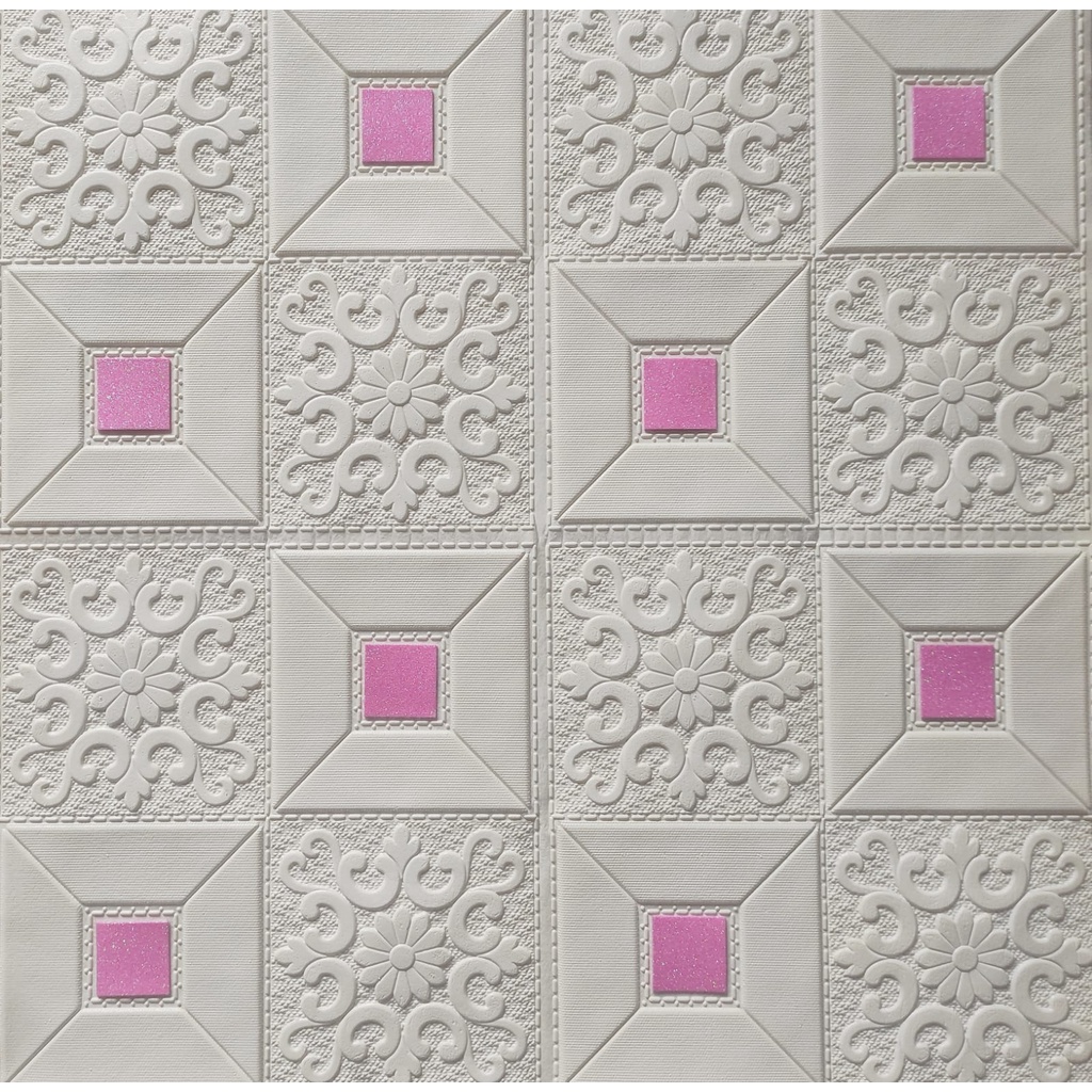 WALLPAPER DINDING 3D wallpaper dinding foam wallfoam high quality Motif Batik 003-Pink