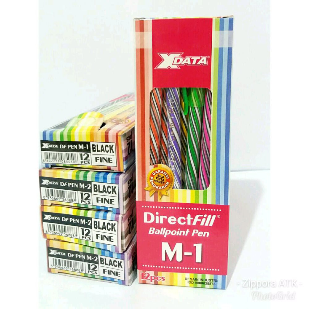 Pulpen Black/Hitam XData Directfill Bollpoint Pen M-1 12 PCS - Pulpen Termurah