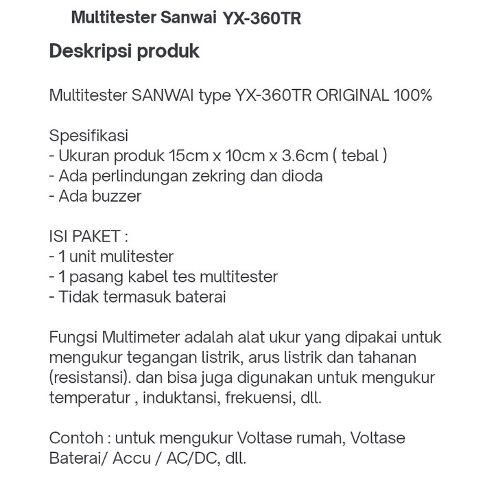 MULTITESTER YX 360 TR ELB SANWAI