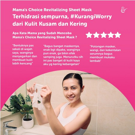 Masker Wajah | Mama's Choice Sheet Mask Revitalizing (6pcs) + Free Scrunchie