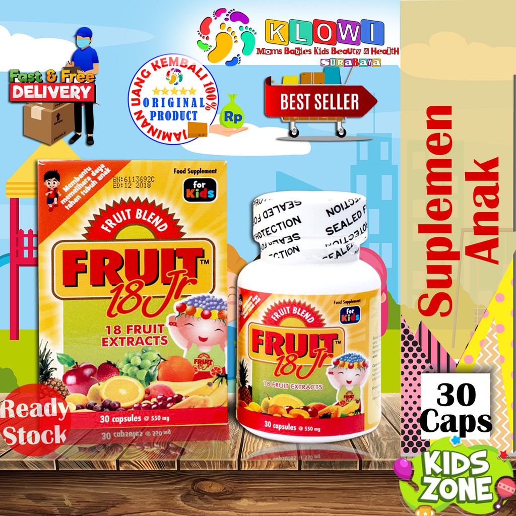 Fruit 18 Jr 30 Kapsul /Suplemen Anak / Vitamin Anak / Daya Tahan Tubuh Anak / Original