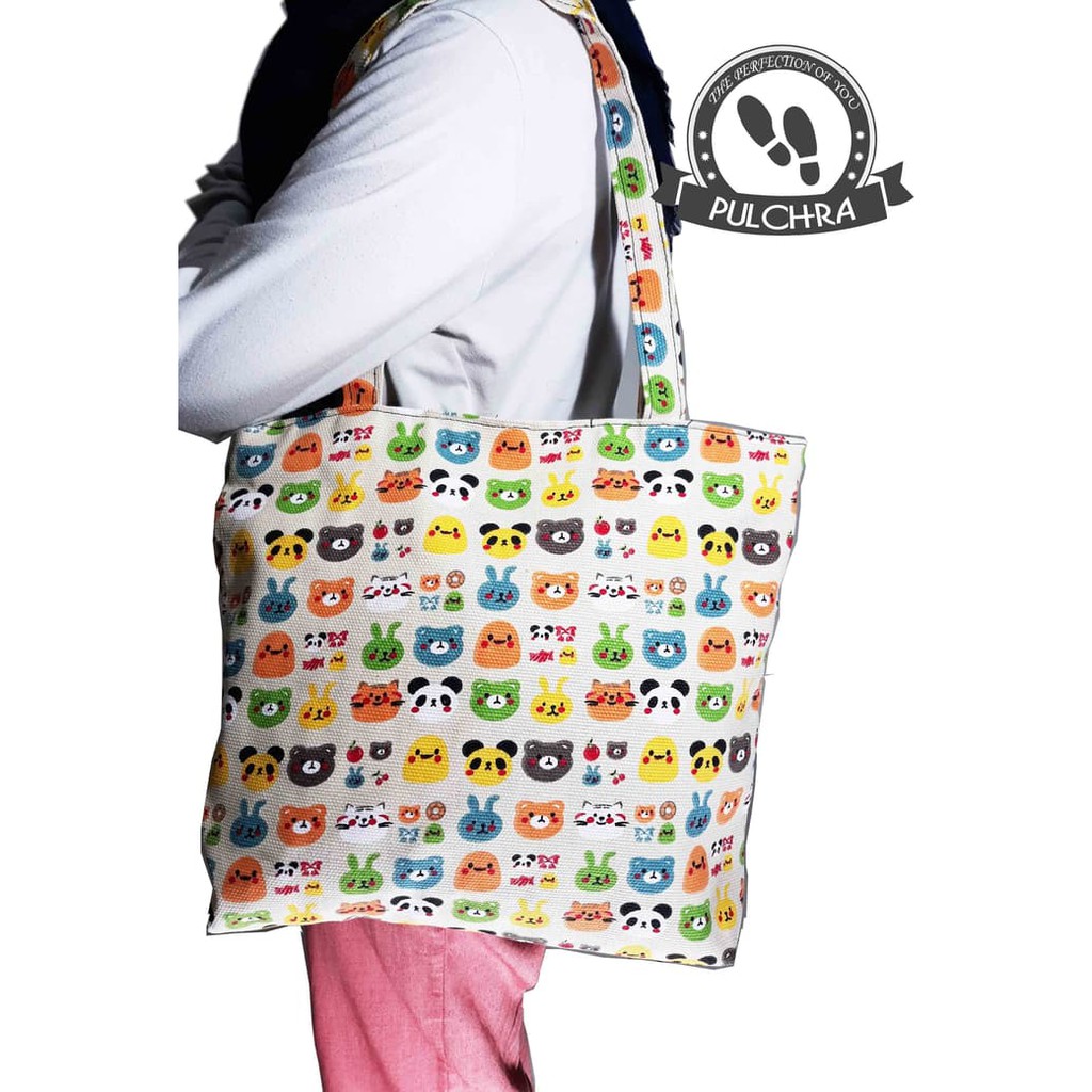 IKILOSHOP Tote Bag Kanvas+Kalep 2nd Tas Wanita Cangklong Cewek Trendy