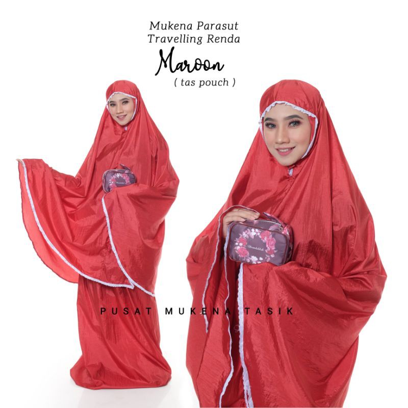 PUSAT GROSIR BELI MUKENA DEWASA PARASUT POUCH | PARASIT TRAVELLING TERMURAH KATUN RAYON BALI JUMBO