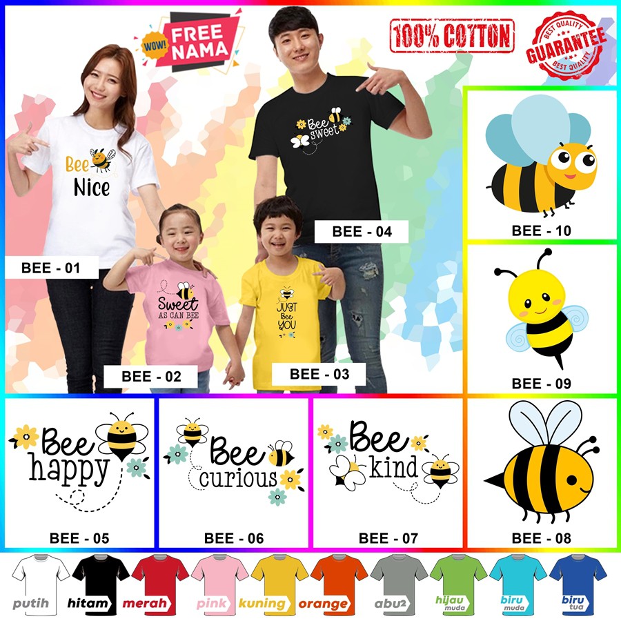 [FREE NAMA!!] Baju Kaos ANAK DAN DEWASA BEE LEBAH TAWON BANYAK MOTIF