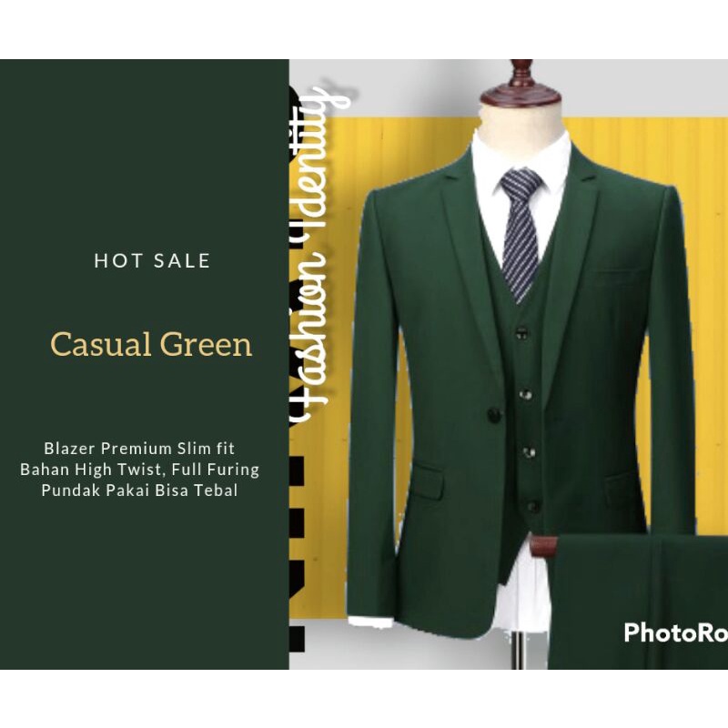 BLAZER CASUAL GREEN-  BLAZER PRIA, BLAZER PRIA SLIMFIT, BLAZER SEMI FORMAL, BLAZER KOREA, JAS PRIA, 