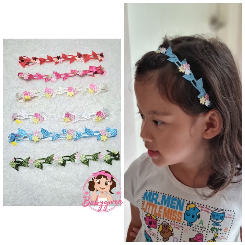 Babgwenshop Bandana Daun Bunga untuk Bayi hingga Dewasa Wreath Leaf Headband