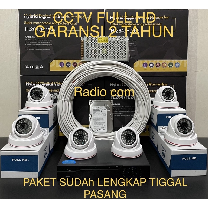 paket cctv 8 chanel 6 camera 5mp 1080p full hd ic sony(full indoor)