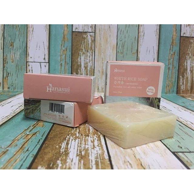 Sabun Kecantikan Pencerah dan Pemutih Wajah Muka - Hanasui White Rice Soap With Scrub BPOM ORIGINAL