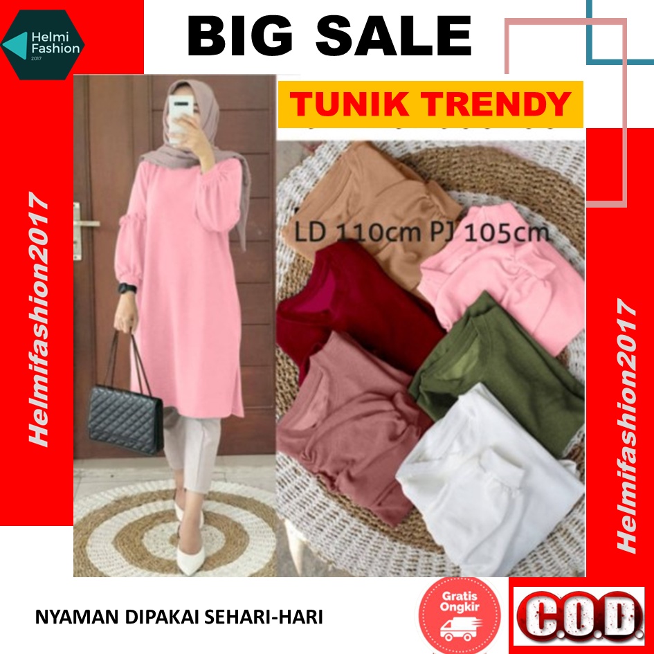 Atasan tunik jumbo terbaru Baju Cewek Tunic Wanita Kekinian Lengan Panjang Bahan Kaos Import Premium