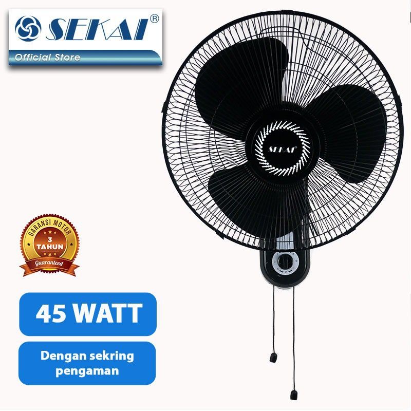 Sekai Wall Fan Kipas Angin Dinding 16 inch WFN 1627/ WFN1627 Hitam