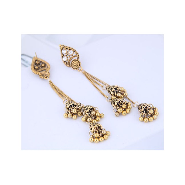 LRC Anting Tusuk Fashion Geometric Modeling Bell Drop Ear Studs A59651