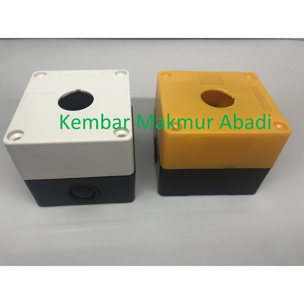 Control Box Push Button 22mm 1 Lubang Putih-Kuning / Kontrol Box 1Lubang / Push Button 1 Hole