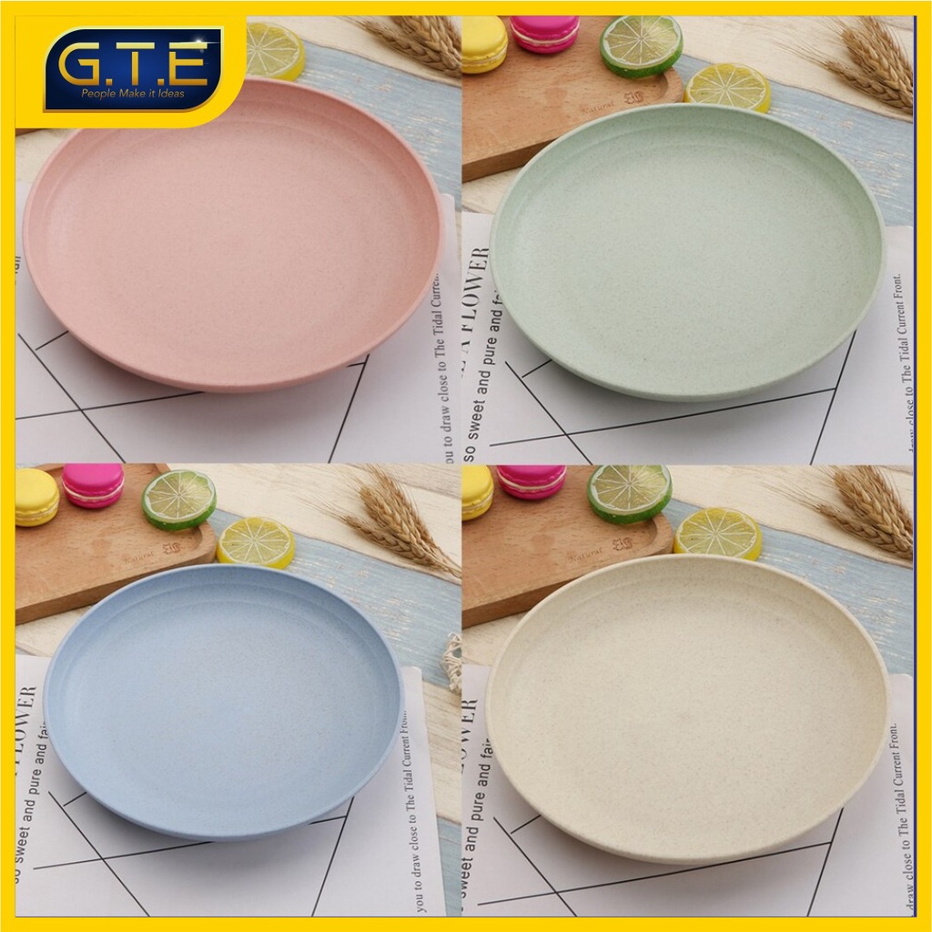 GTE | Piring Makan Saji | 20 dan 25 cm Round Plate Piring Saji | Ramah Lingkungan | Mangkok Wheat Straw Bowl | Pring makan bahan Jerami