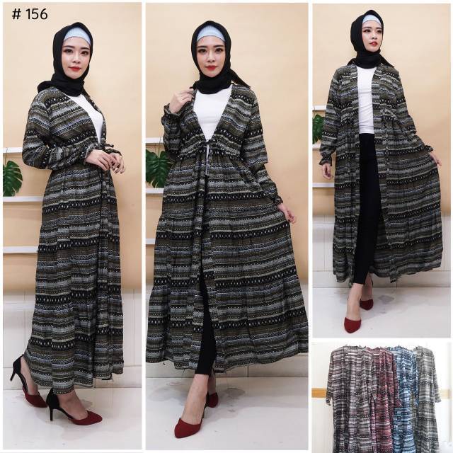 JakartaFashion - COD long outer cardigan panjang semata kaki bahan katun adem motif songket etnic