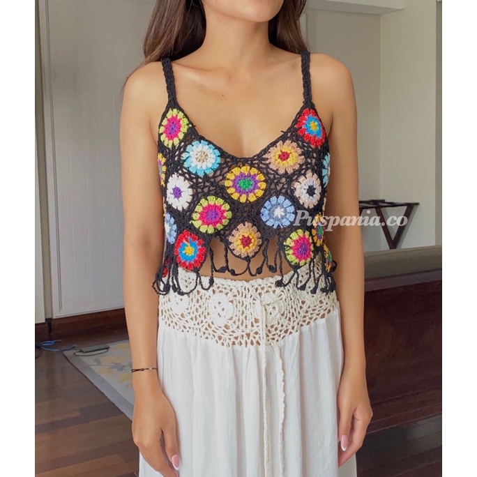 Crop top Rajut Bali summer wear | Crochet Bali rompi rajut