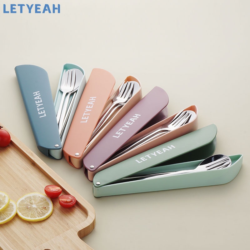 letyeah Rotatable cutlery set stainless /Alat makan set 3 in 1 portable