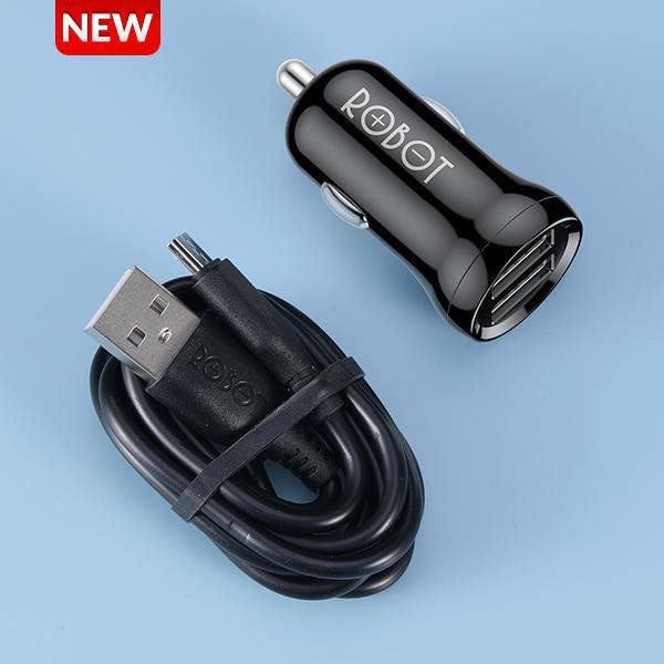 ROBOT RT-C07 2.4A dual port with Charging Cable car charger original