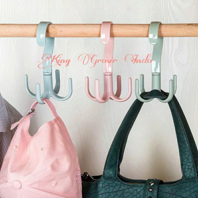 Hanger Serbaguna Dengan 4 Kail / Rotating Hanger 360 Degree