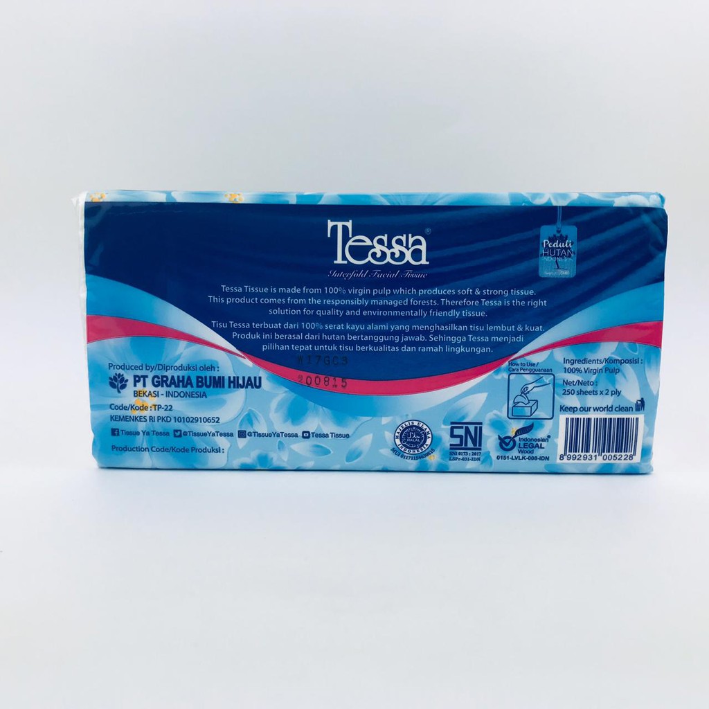 Tessa * Tisu tesa * 250 Sheets 2 ply