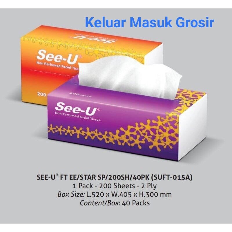 SEE-U Tissue Wajah Soft Pack 200 Sheets (Buy 1 Get 1 Free) tisu / tissue wajah / Promo harga termuah