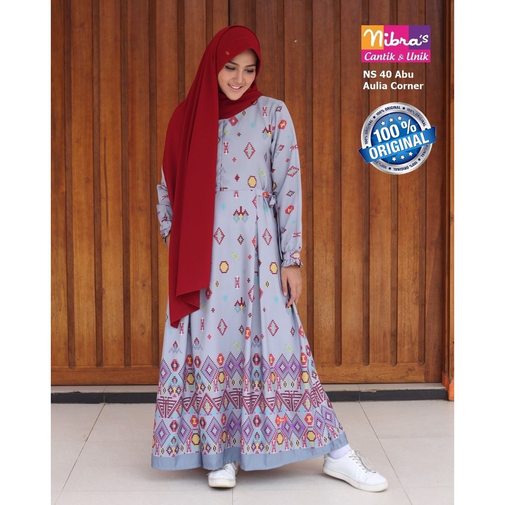 LIMITED EDITION Model Busana Muslim Nibras NS 40 Abu ORIGINAL Gamis Wanita