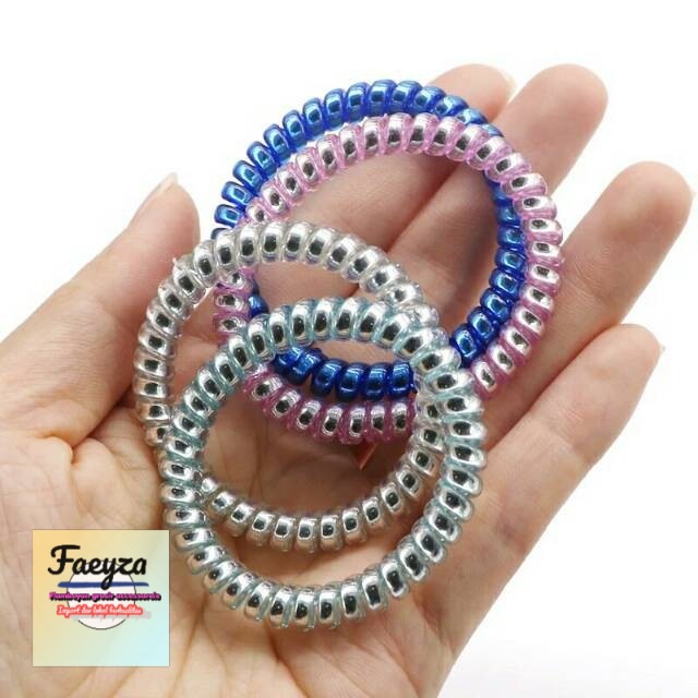 Karet spiral rambut metalik 12 PCS besar.