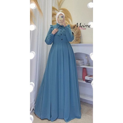 TERBARU Gamis Polos Meirra Dress Bahan Ceruty baby doll, Busui Kancing Aktif, Fajar collection