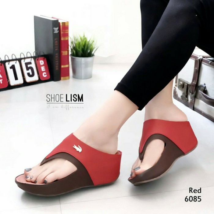 New WEDGES CROCODILE MERAH TB-1205 SEPATU WANITA WEDGES PLATFORM Murah