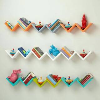 TwinsJ Set 2pcs Rak Dinding model W Full Colour Rak Buku TwinsJ Set 2pcs Rak Dinding model W Full Colour Rak Buku