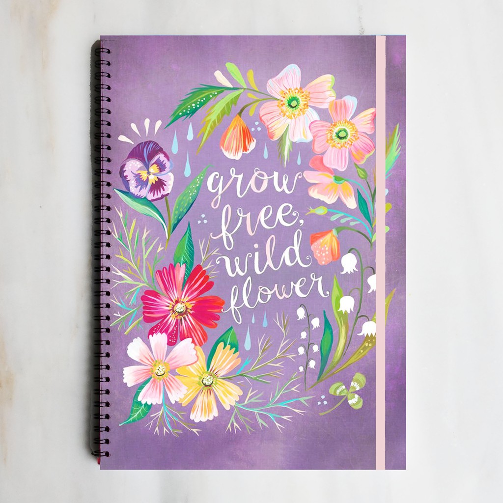

WILD FLOWER Purple Floral Spiral Ruled Notebook Diary Journal Buku Tulis Catatan Sekolah Kuliah