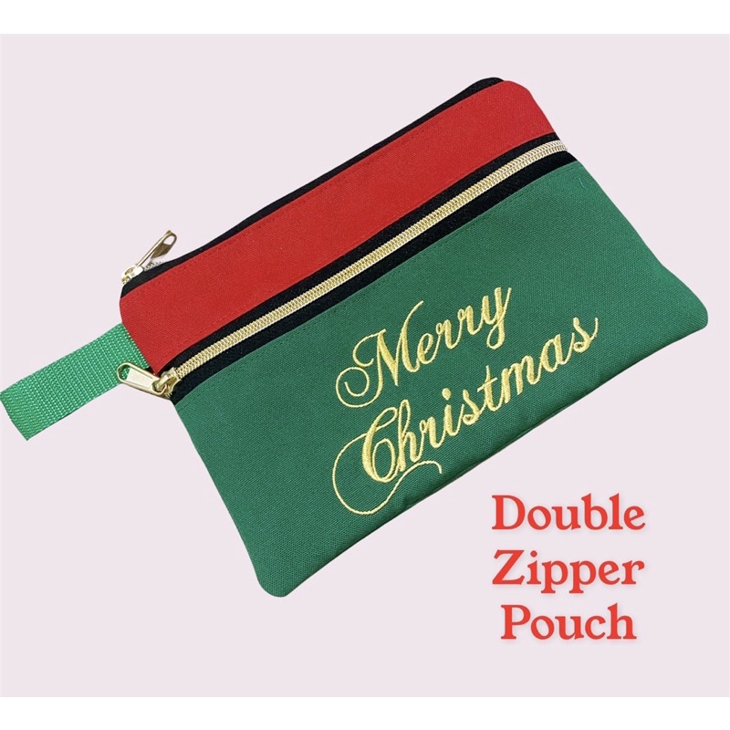 Fawn’G Handmade - Double Zipper Pouch Edisi Christmas / Pouch Natal