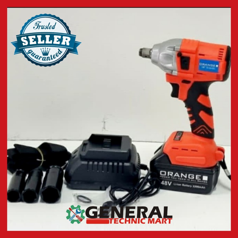 Jual ORANGE CORDLESS IMPACT WRENCH 48V Buka Baut 48S JLD Uchiha