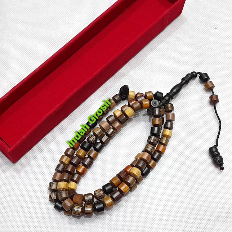 Tasbih Kayu Bertuah Combinasi 9 Jenis Kayu Model Marjan 99butir 8mm Asli Natural