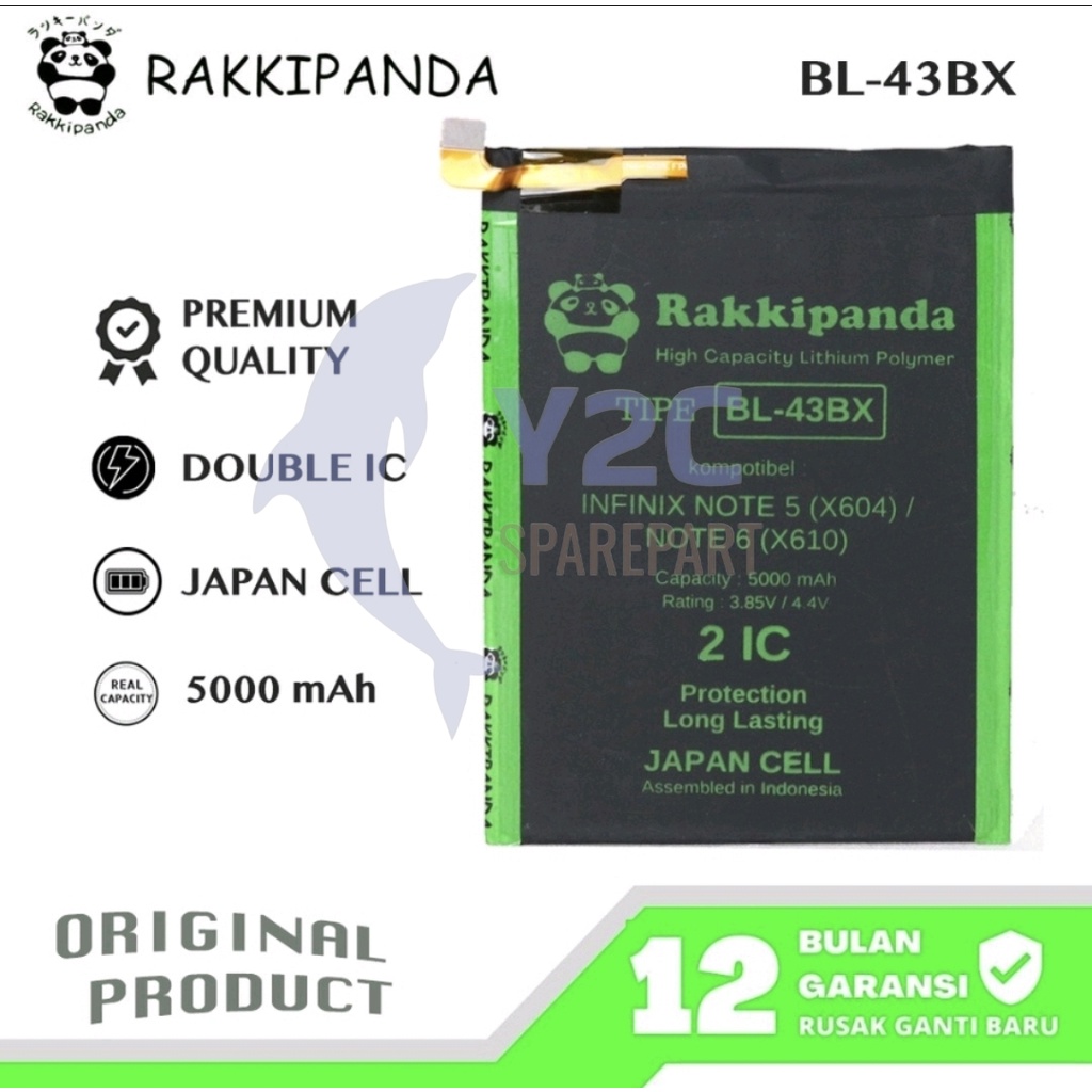 RAKKIPANDA BL-43BX INFINIX NOTE 5 X604 / NOTE 6 X610 BATERAI BATRE BATERE BATRAI BATREI DOUBLE POWER