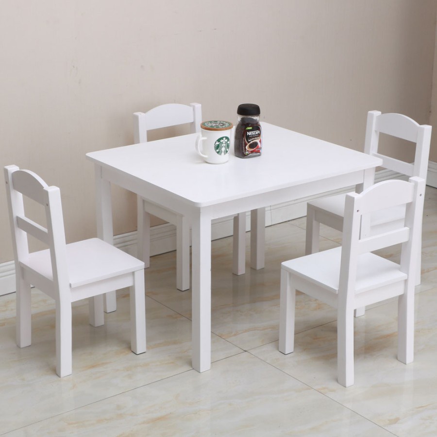 Set Meja Belajar Anak Kecil - Set Meja Makan Anak Warna Putih Murah