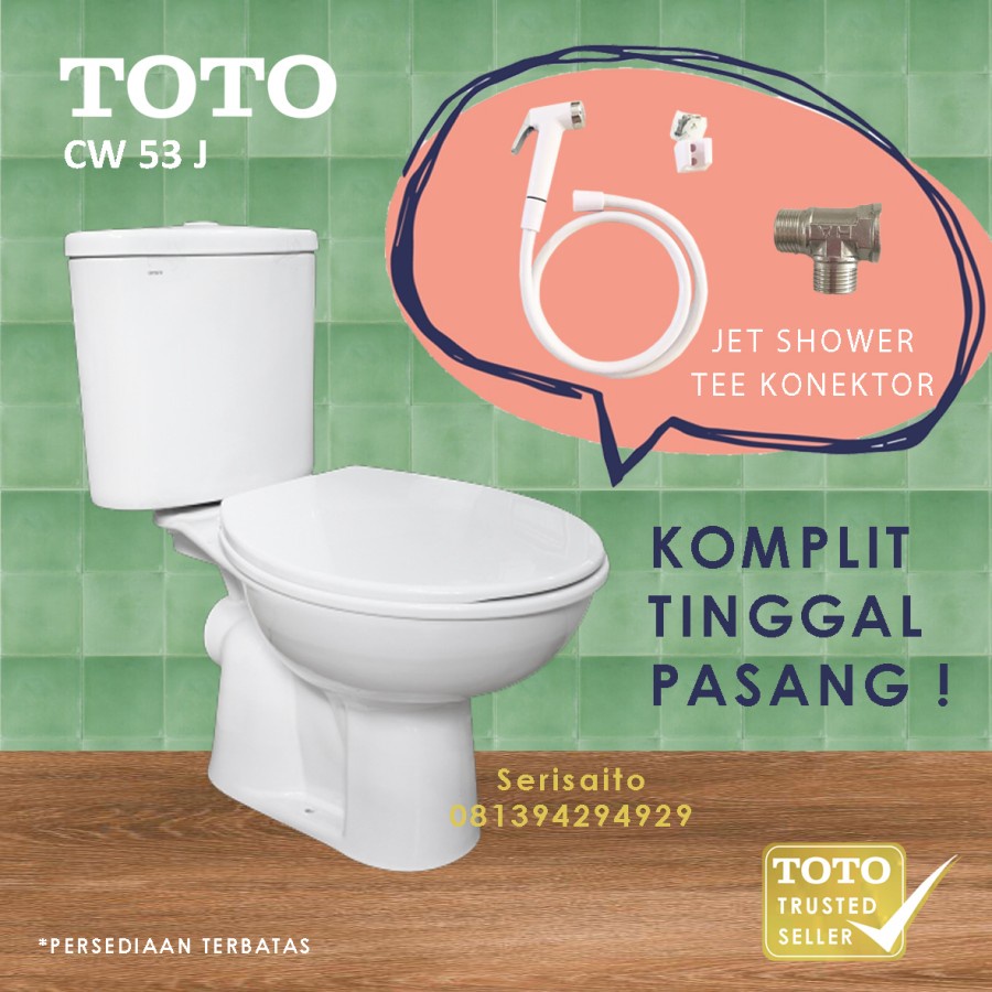 Jual KLOSET DUDUK TOTO ORI CW53J Lengkap Jet Shower + Tee Tinggal ...