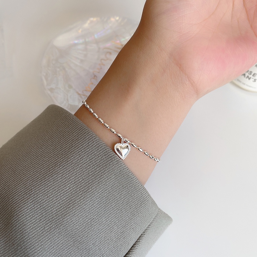 Gelang Rantai sterling silver Dengan Liontin Hati Untuk Wanita