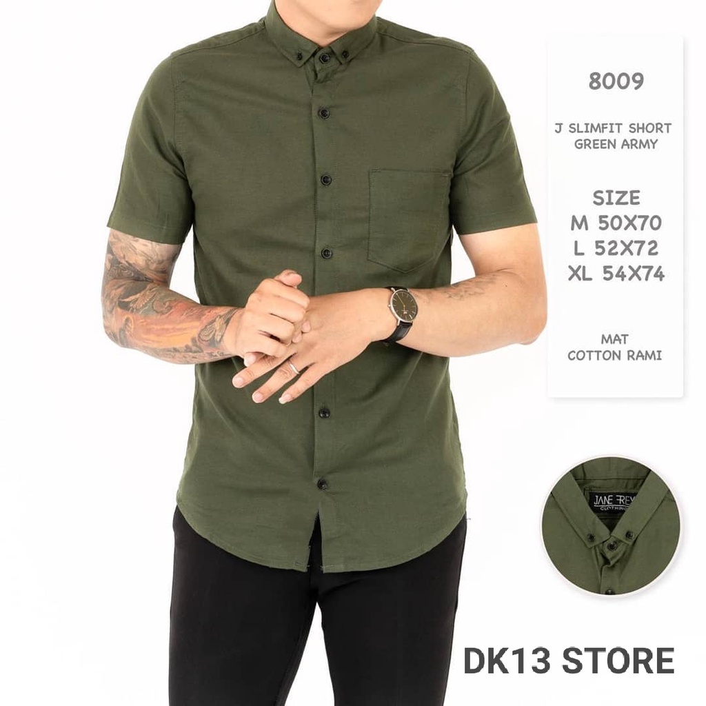 KEMEJA POLOS PENDEK SLIMFIT SIZE NORMAL M L XL XXL XXXL