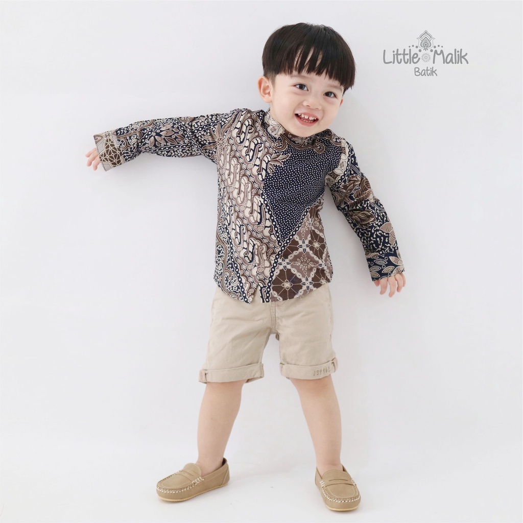 READY STOCK Kemeja Batik Anak / Ayah Lengan Panjang By Little Malik Batik, Navy &amp; Coklat