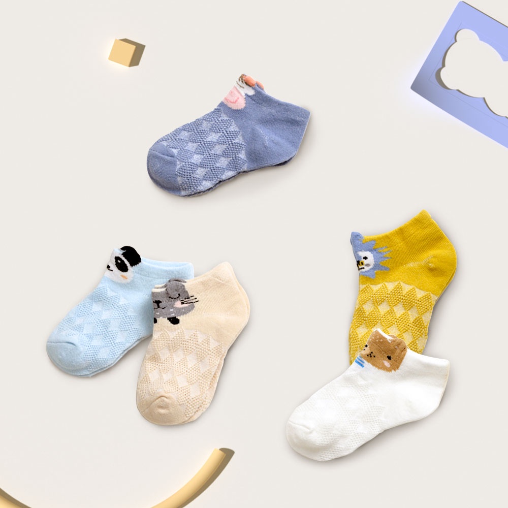 Aikoky Kaos kaki bayi anti slip motif hewan/Kaus kaki bayi karakter lucu 0-3 tahun